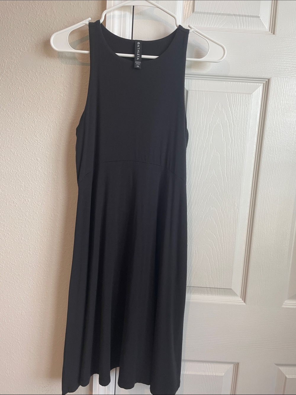 Athleta Black Midi A-Line Razor Back Sleeveless Dress